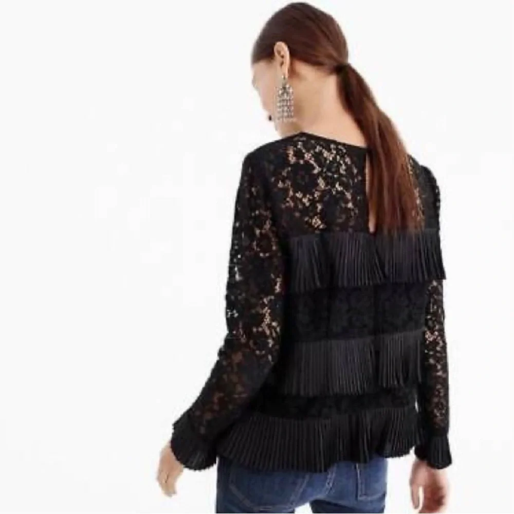 J. Crew Black Lace Ruffle Blouse